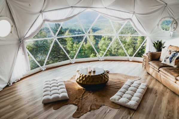 TV, fireplace, DVD player, books - View Haus w/ Dome Theater & Yoga Studio + Hot Tub (Bailey)