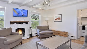 Smart TV, fireplace, stereo