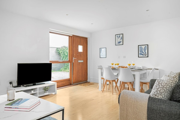 The open-plan living, kitchen and dining area