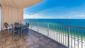A balcony with a view of the beach and ocean. - Phoenix Orange Beach Ii 2202 3 Bedroom Condo (Orange Beach)