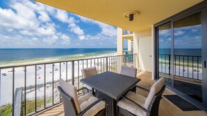 A balcony with a view of the beach and ocean. - Phoenix Iii 3074 2 Bedroom Condo (Orange Beach)