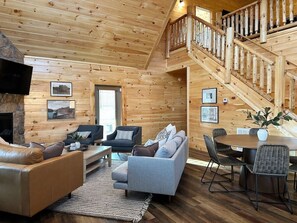 Smart TV, fireplace, video games, foosball