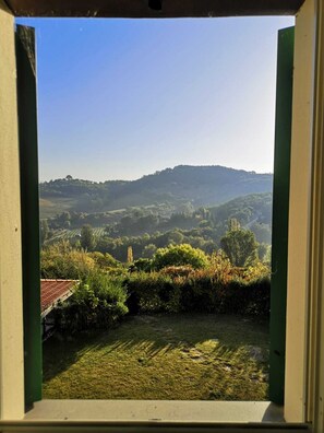 Vue sur la campagne depuis l’hébergement