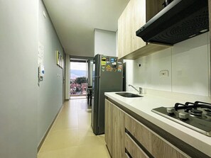 Kühlschrank, Mikrowelle, Herdplatte