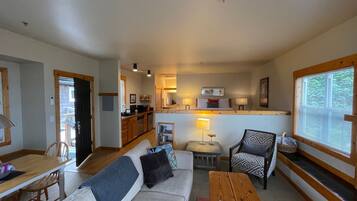 Smart TV, chimenea, reproductor de DVD y estéreo