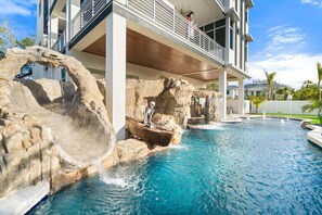 Outdoor pool, a heated pool - Pirate House: Gulf Front, Pool, #1 Location Lido Key, St. Armands One Block. (Sarasota)