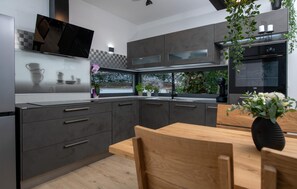 Fridge, oven, stovetop, dishwasher