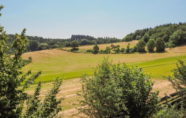A rural landscape with rolling hills, a clear sky, and a variety of vegetation including trees and shrubs. - Nice apartment in Grenderich with WiFi (Grenderich)