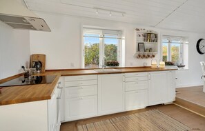 Fridge, stovetop, coffee/tea maker