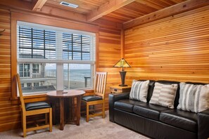 Smart TV, fireplace, DVD player, foosball