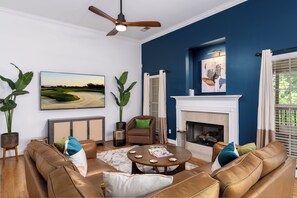 Smart TV, fireplace, video games