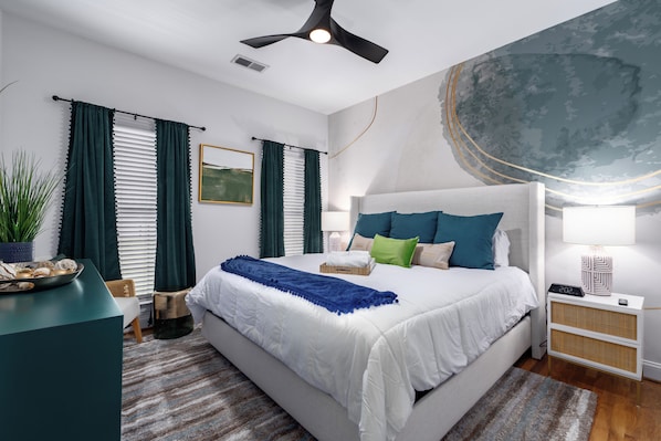 4 bedrooms, iron/ironing board, travel cot, WiFi