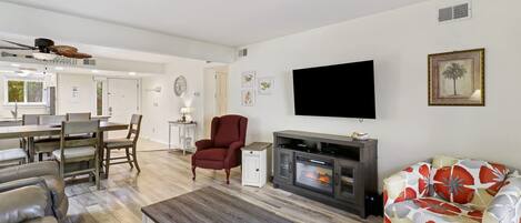 Télévision, lecteur de DVD, livres