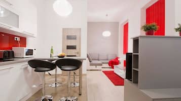 Fridge, microwave, toaster