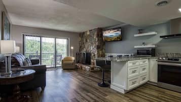 TV, fireplace, offices