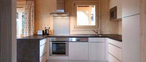 Fridge, microwave, oven, dishwasher