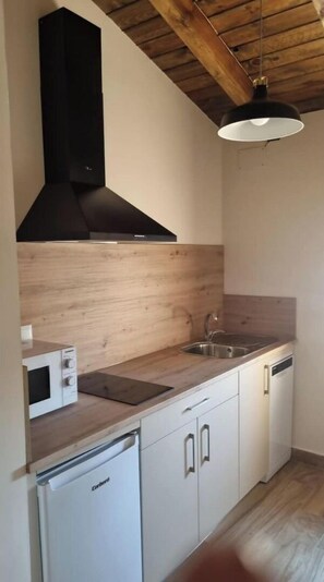 Kühlschrank, Mikrowelle, Herdplatte