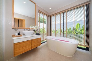 Luxury Villa | Bathroom | Separate bathtub and shower, hair dryer, bathrobes, slippers -  Anchan Villas Phuket - Private 4 Bedroom Signature Pool Villa by Escape Villas (Choeng Thale)