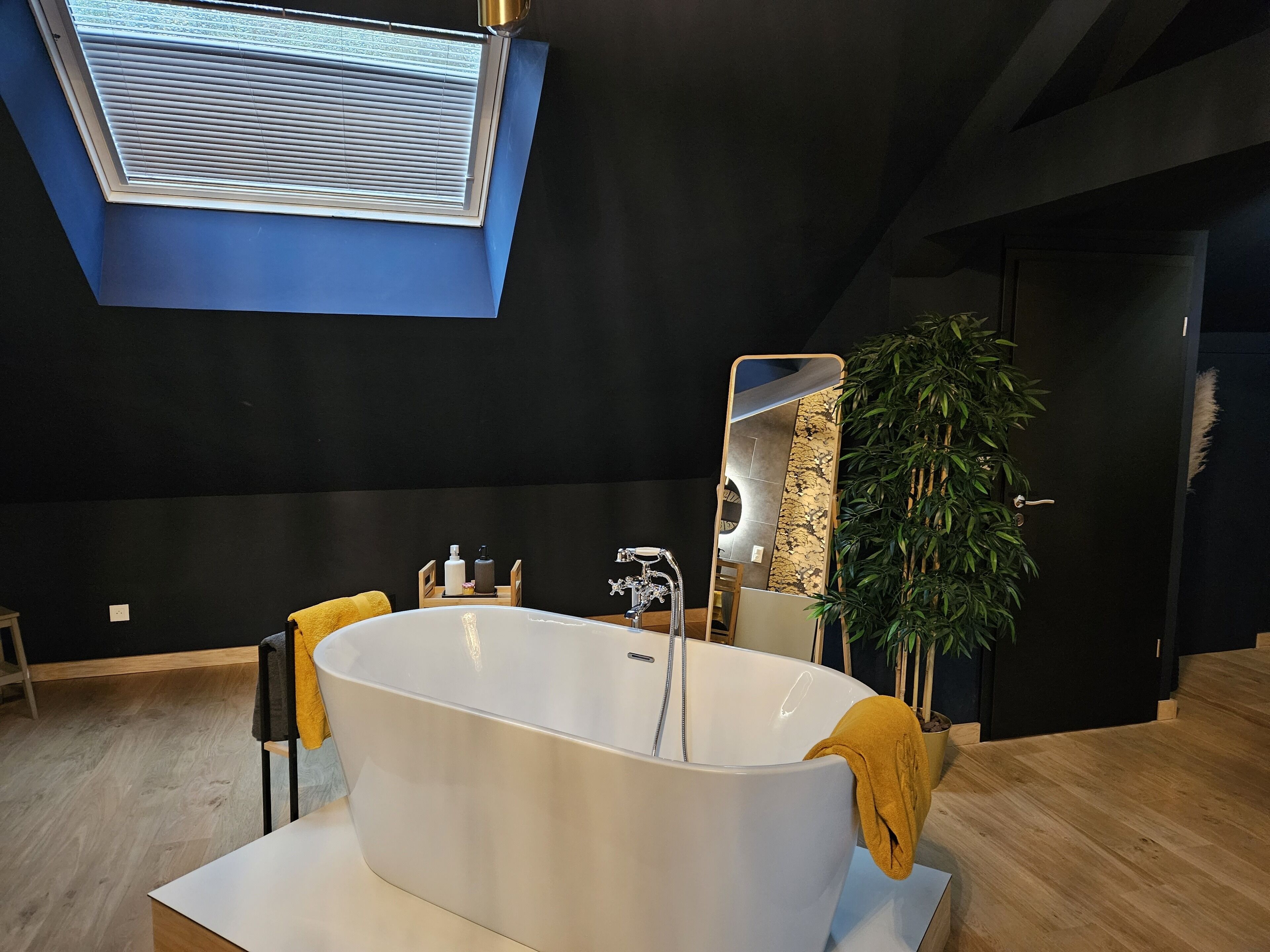 Eco-friendly toiletries, hair dryer, towels, soap