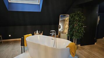 Eco-friendly toiletries, hair dryer, towels, soap