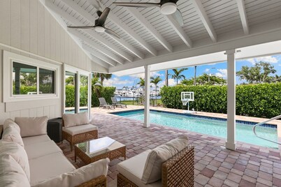 Recently updated 3 bedroom 2 bath waterfront home with spacious outdoor pool area