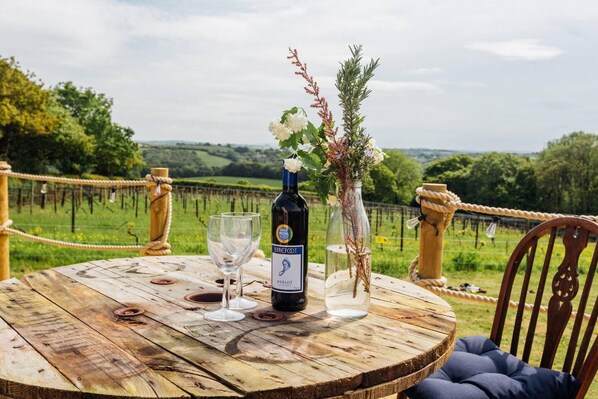 Cabin, 1 Queen Bed | Outdoor dining - Bell Tent - in a Glorious Devon Vineyard (Crediton)