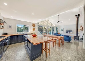 Fridge, microwave, oven, toaster