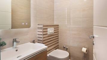 Family Apartment, Multiple Bedrooms, Sea Facing (Seafront Apartment Nana 1) | Bathroom | Shower, hair dryer, towels, soap