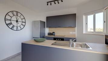 Fridge, microwave, oven, toaster