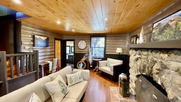 Televisión y chimenea