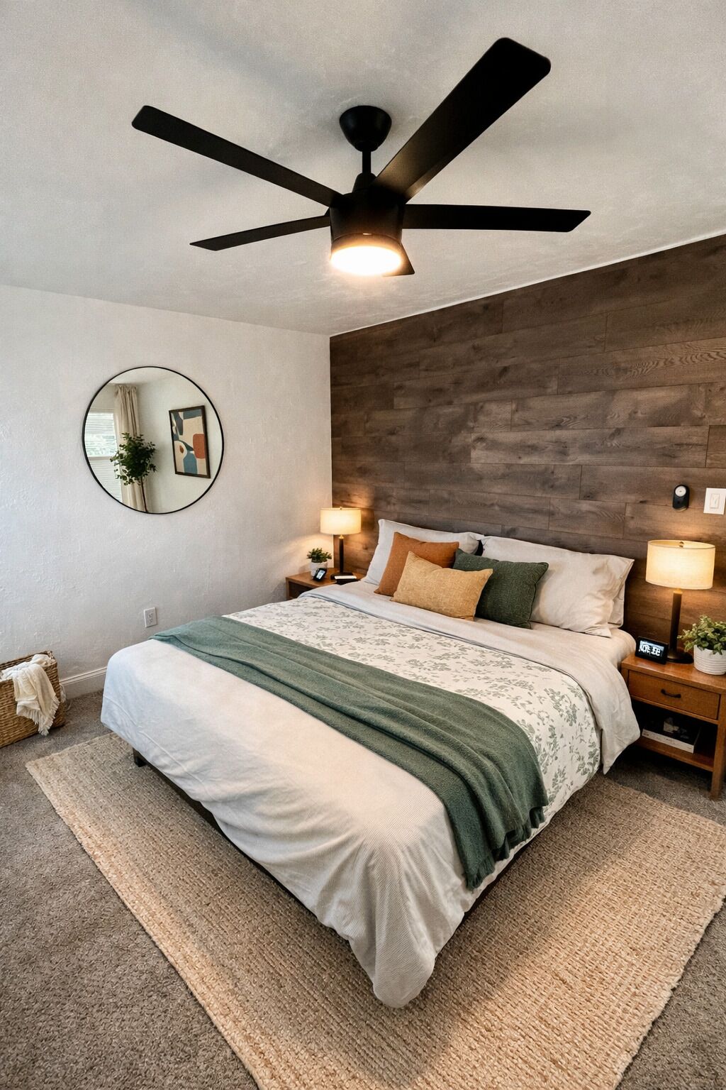 3 habitaciones, escritorio y tabla de planchar con plancha 