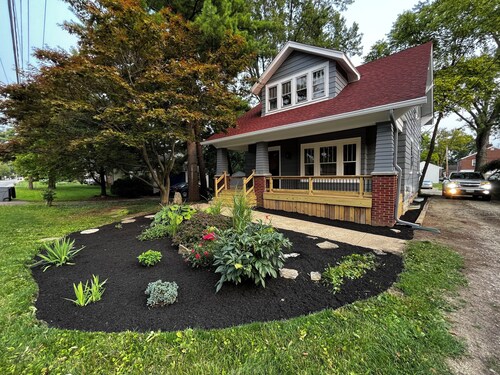 Updated Craftsman home, quiet setting, porch swing overlooking Old Town Park. 
