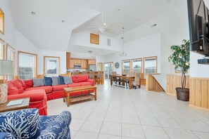TV, fireplace, DVD player, foosball - 1428 - Ocean Raves, Ocean Views, Private Pool, Volleyball Court, Stroll to Beach! (Corolla)