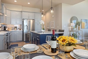 House, Multiple Beds, Patio, Garden View (2726 Prairie Flax Street) | Private kitchen | Fridge, microwave, oven, stovetop - Elegant Home Near TPC Golf Course and Trails (Loveland)