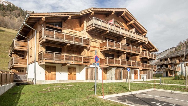 Guests can enjoy balconies with outdoor space at this traditional Alpine-style chalet.