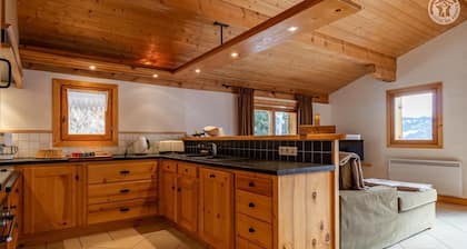 Charming gîte with panoramic 80m² terrace 2km from the slopes of Bisanne 1500, linked to the vast dom