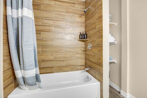 Hair dryer, bidet, towels, soap