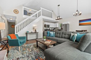 Smart TV, fireplace, video games, foosball