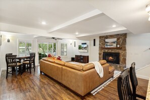 Smart TV, fireplace, video games