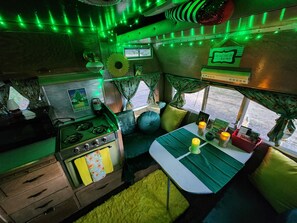 Fridge, microwave, stovetop, coffee/tea maker - Wizard of Oz themed, Vintage 1967 Aloha Camper/Glamper! (Monroe)