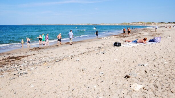 A sandy beach with people walking and swimming. - "Stener" - 250m from the sea by Interhome (Thisted)