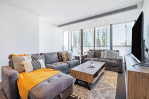 Apartamento luxo | Área de estar | Smart TV, Netflix, serviços de streaming