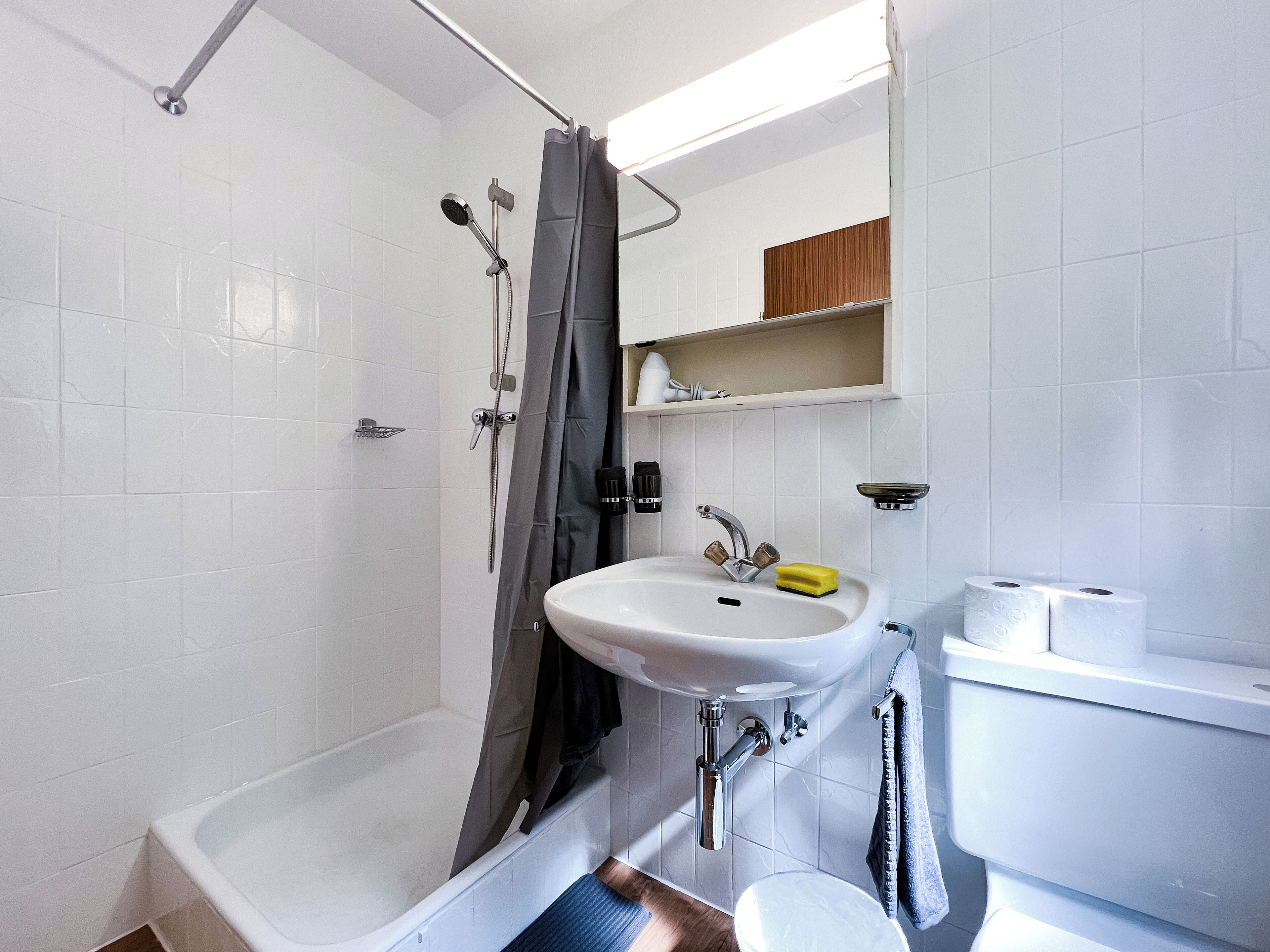 Dusche, Haartrockner, Handtücher