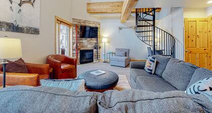 Ski-in/out condo with mountain views, central location, & fireplace