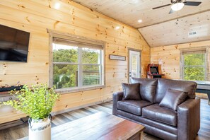 Smart TV, fireplace, video games, DVD player