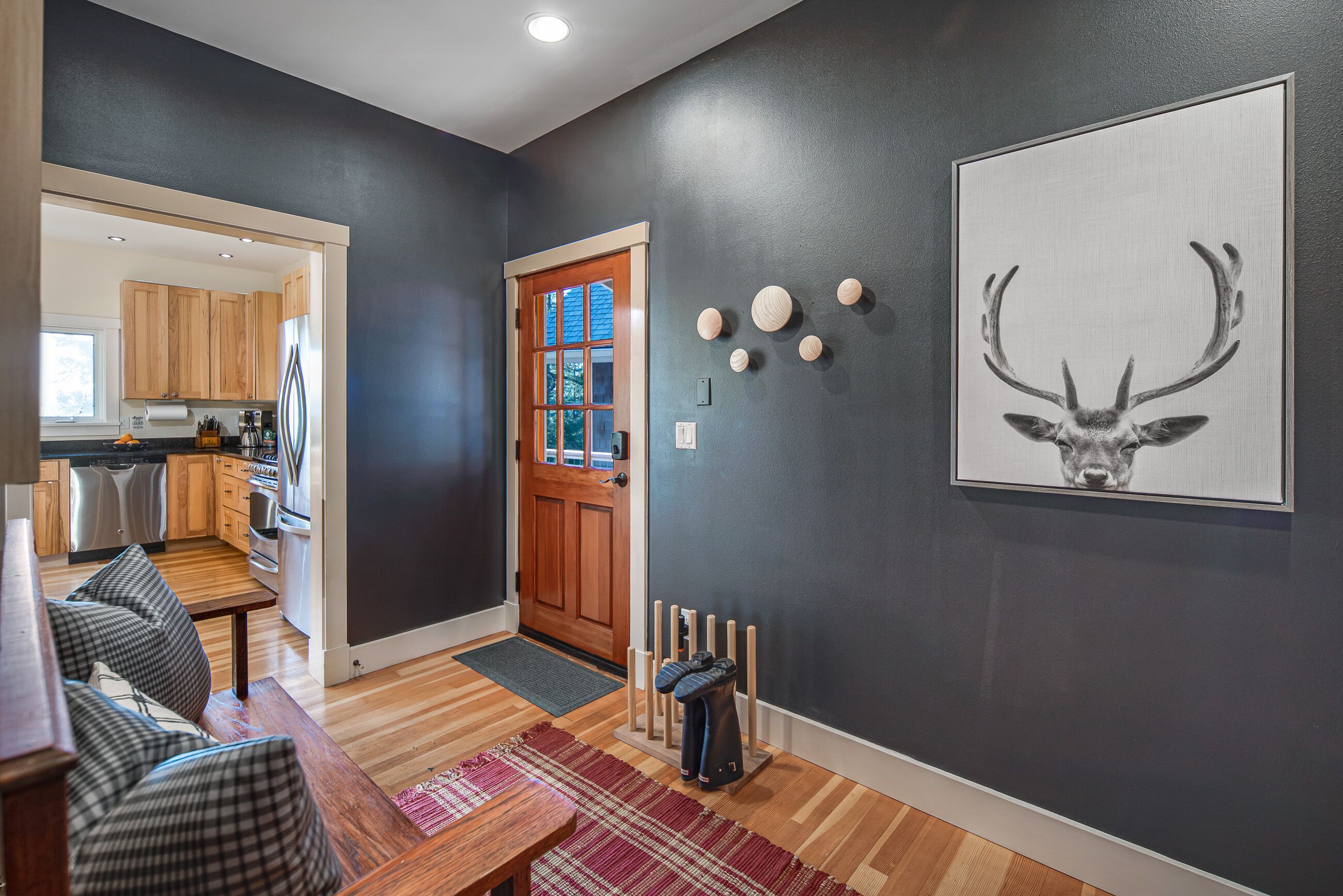 Enter the house to a mudroom which 
 contains the pantry, Washer/dryer, etc.