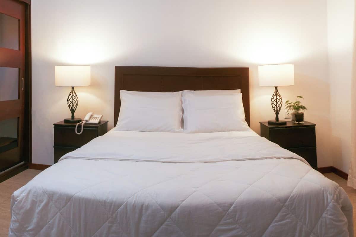 Desk, free WiFi, bed sheets