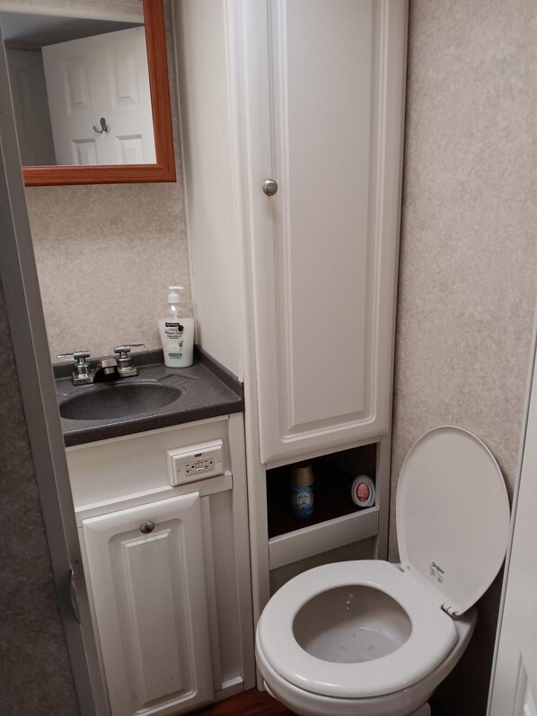 Shower, eco-friendly toiletries, hair dryer, towels