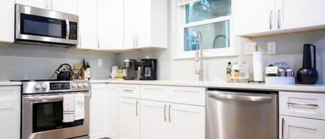 Fridge, microwave, oven, dishwasher