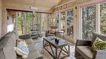 TV, fireplace, DVD player, foosball